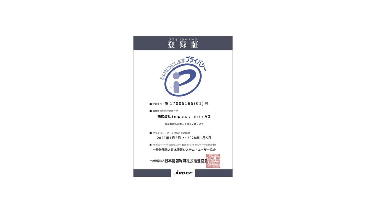 プライバシーマーク登録証